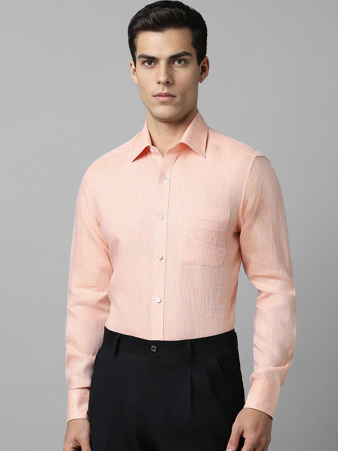 

Louis Philippe Classic Opaque Linen Formal Shirt, Peach