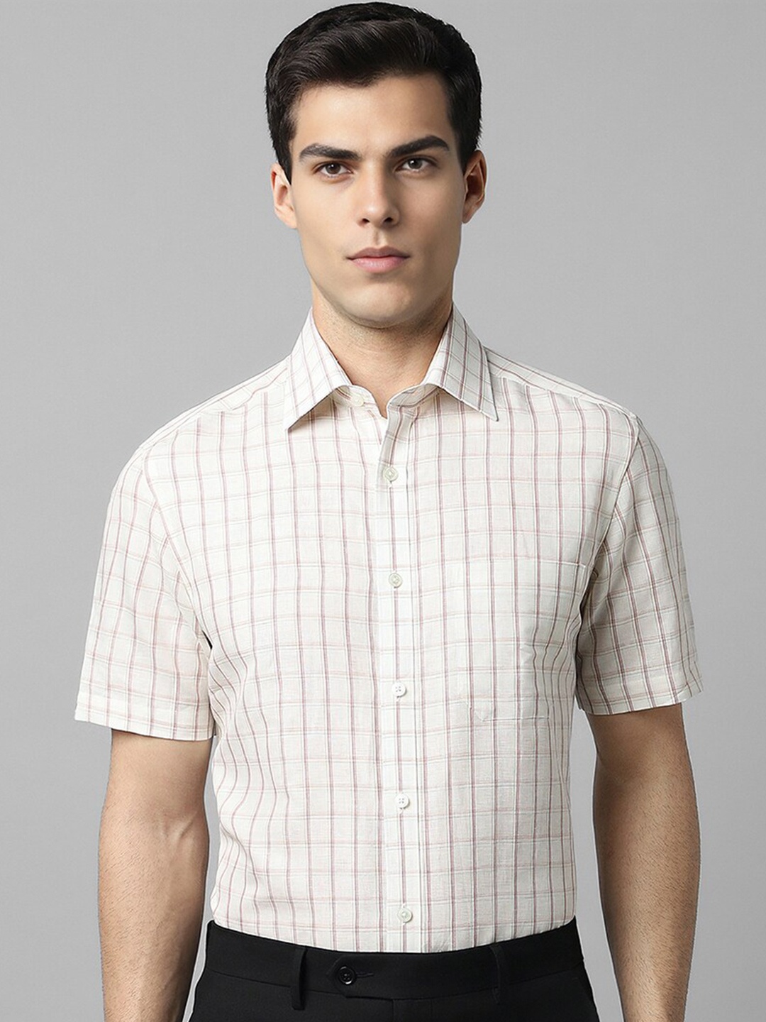 

Louis Philippe Classic Opaque Checked Formal Shirt, Cream