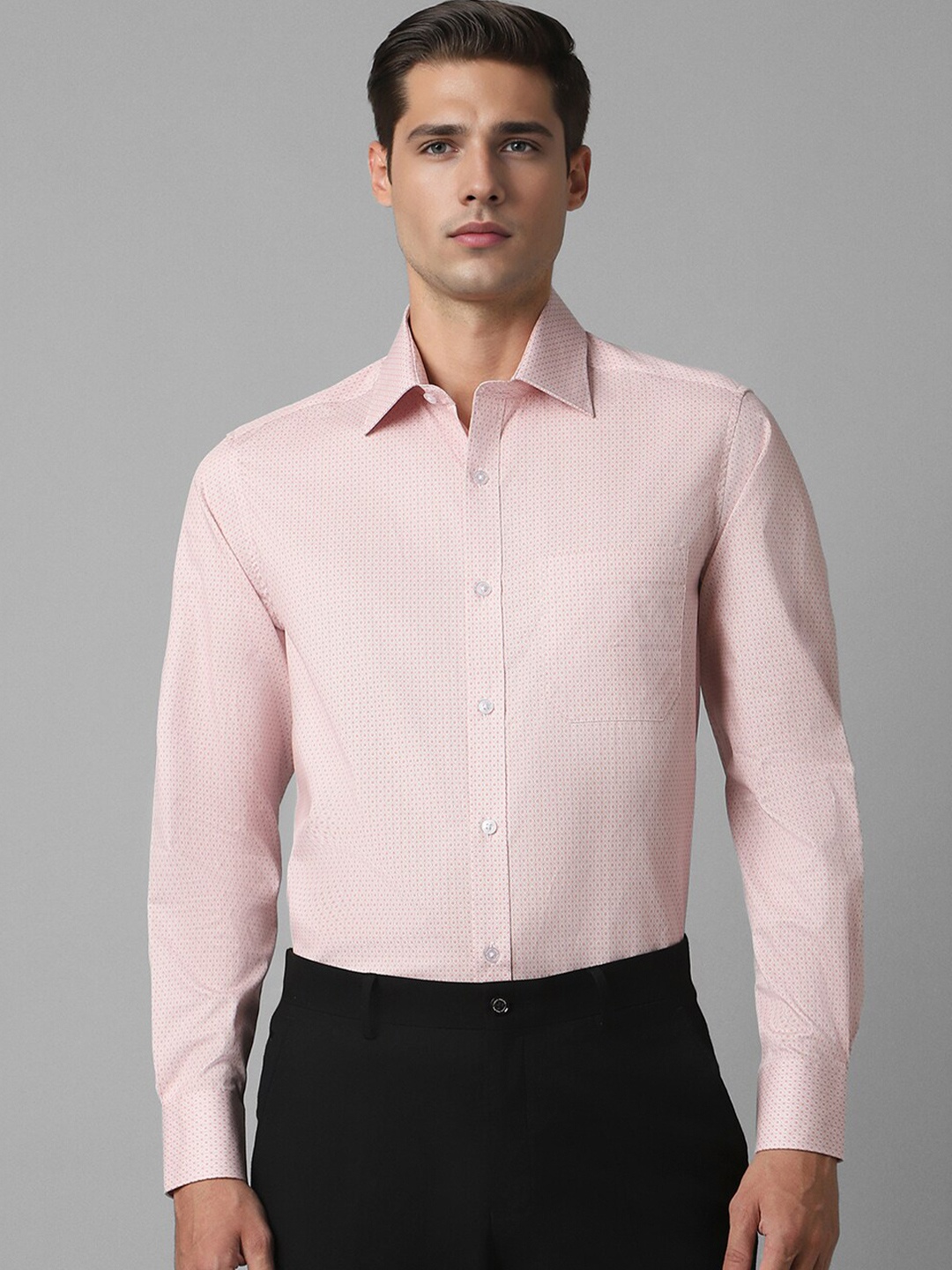 

Louis Philippe Classic Self Design Opaque Cotton Formal Shirt, Pink
