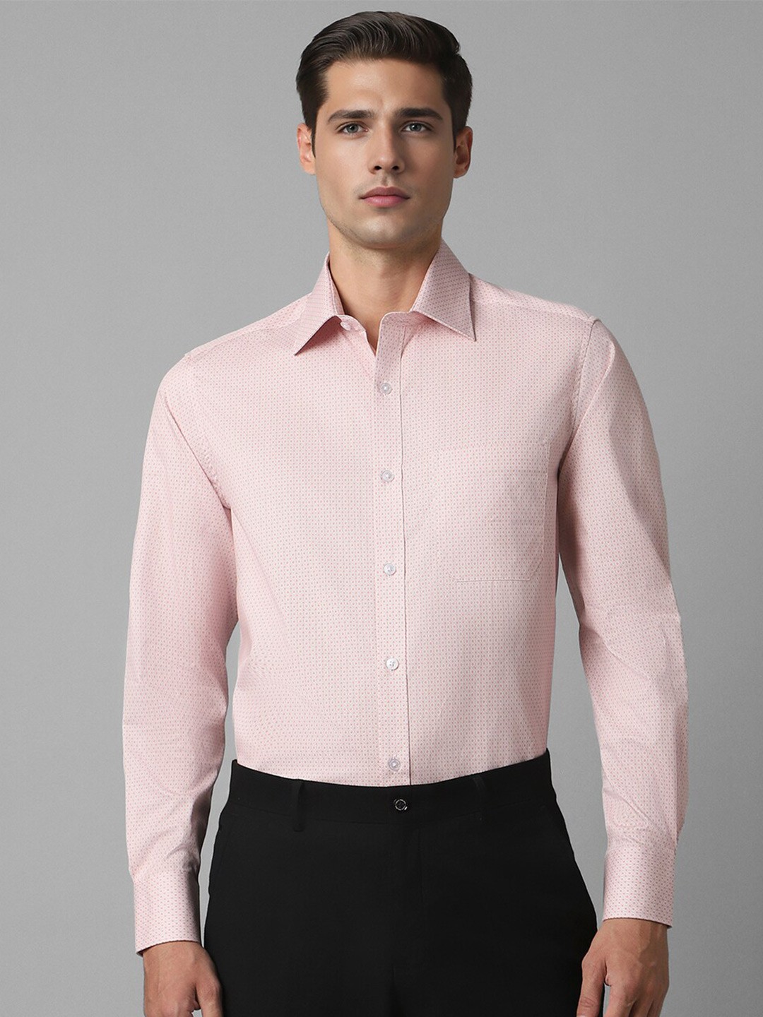 

Louis Philippe Micro Ditsy Printed Classic Cotton Opaque Formal Shirt, Pink