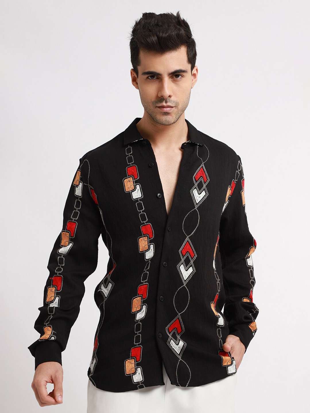 

Banana Club Relaxed Slim Fit Floral Printed Casual Shirt, Black