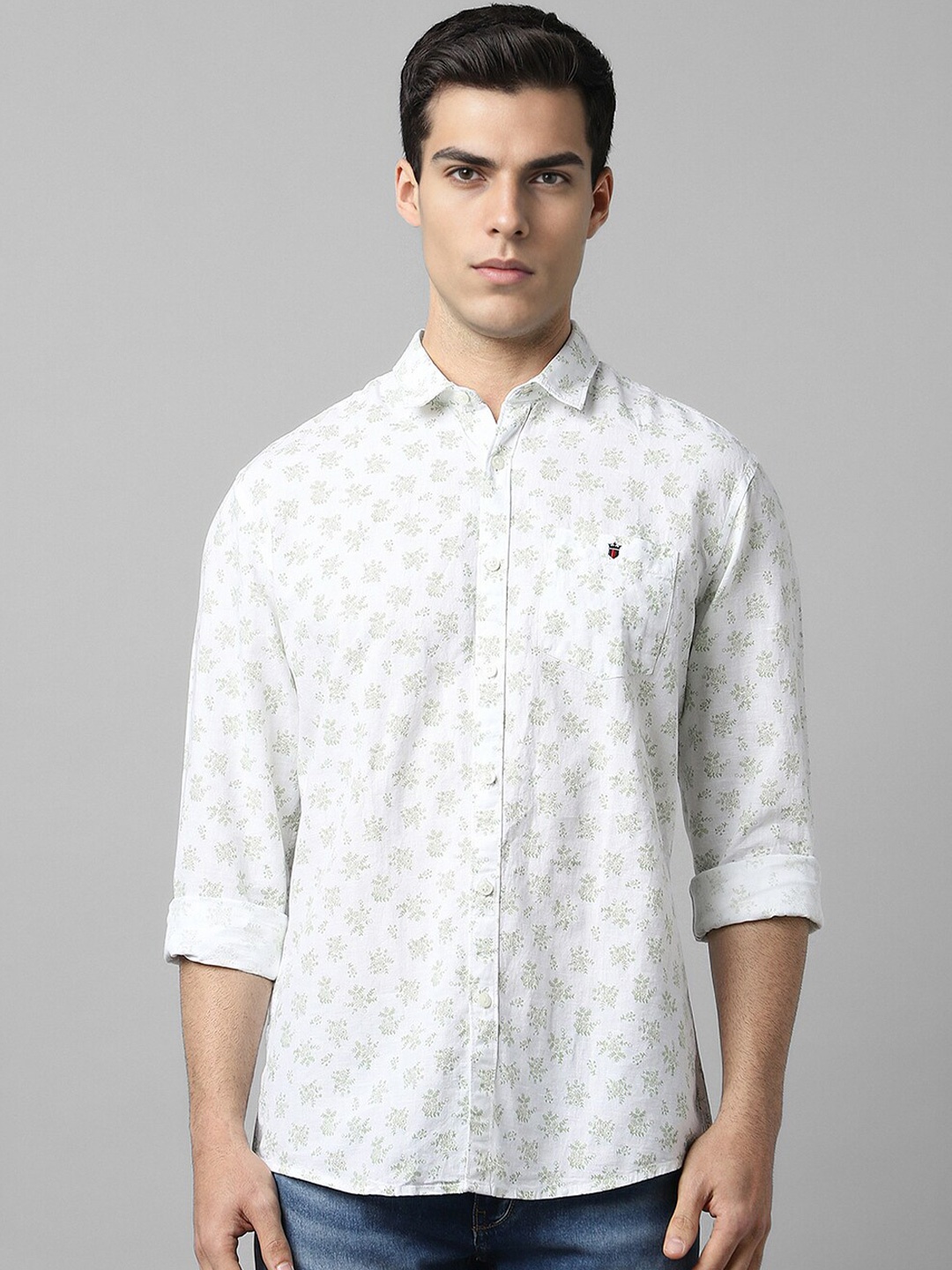 

Louis Philippe Jeans Floral Printed Slim Fit Opaque Casual Shirt, White