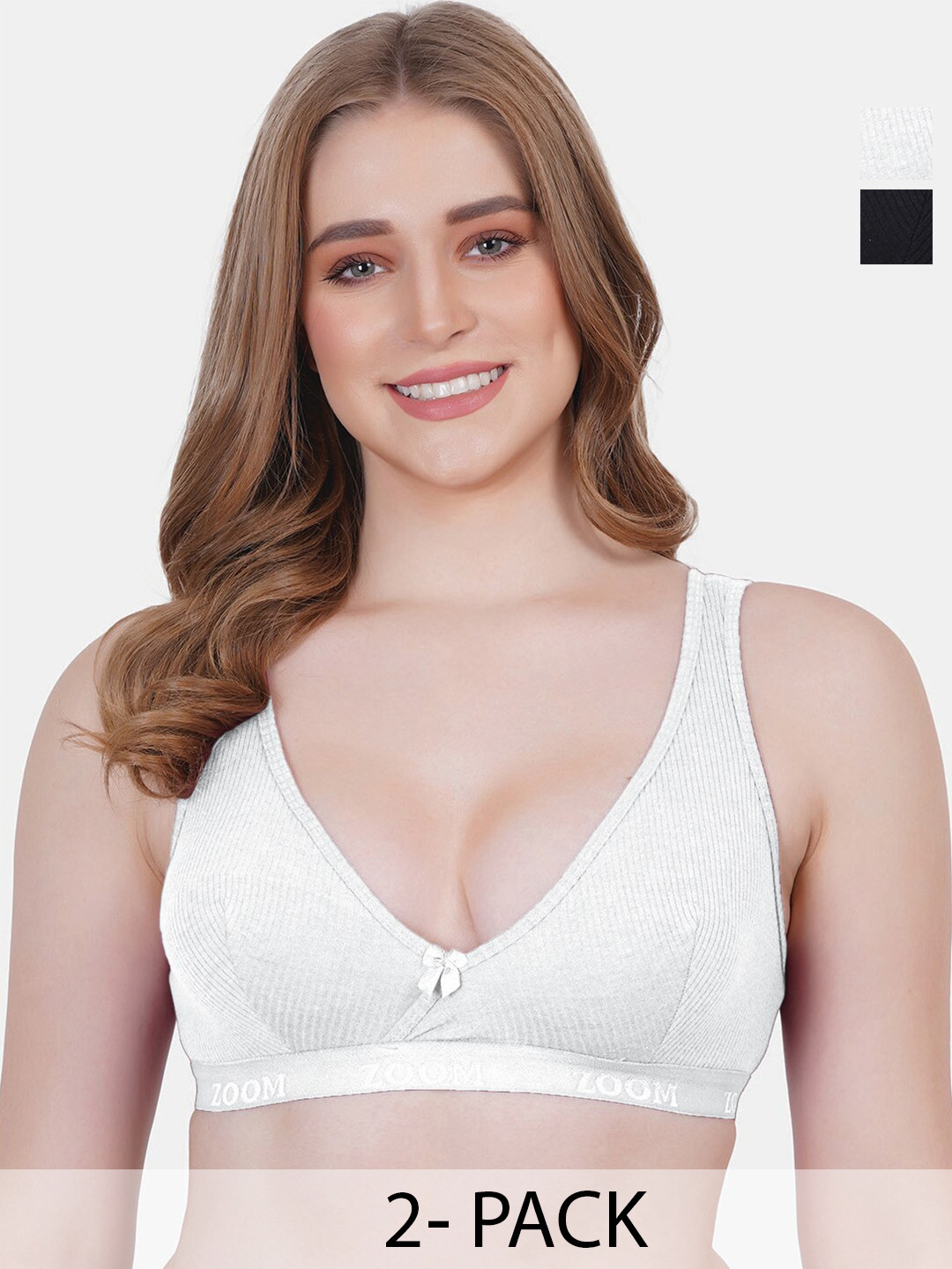 

Reveira Pack Of 2 Medium Coverage Non Padded Workout Bras With All Day Comfort, Black