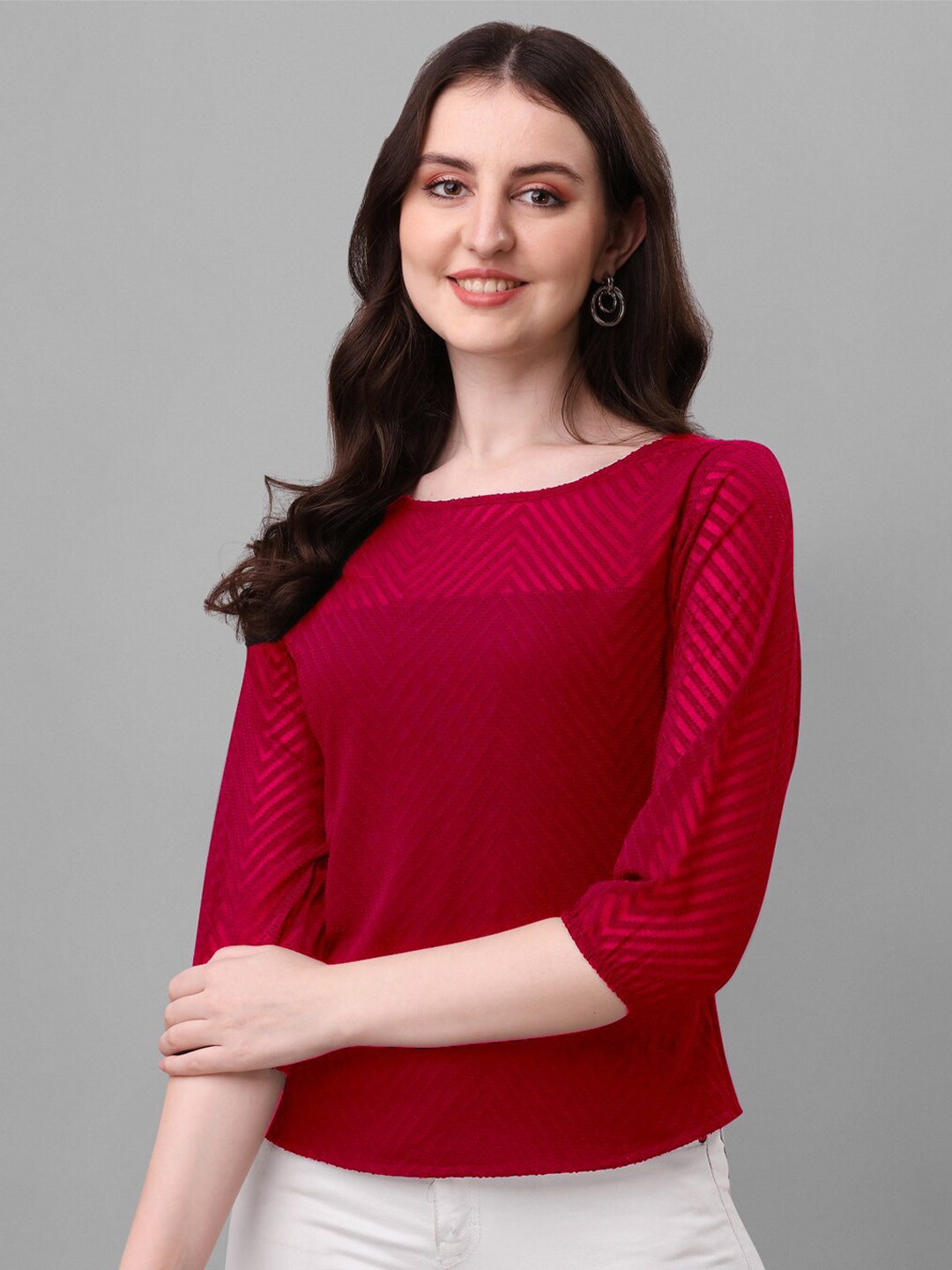 

Urban Komfort Striped Round Neck Top, Maroon