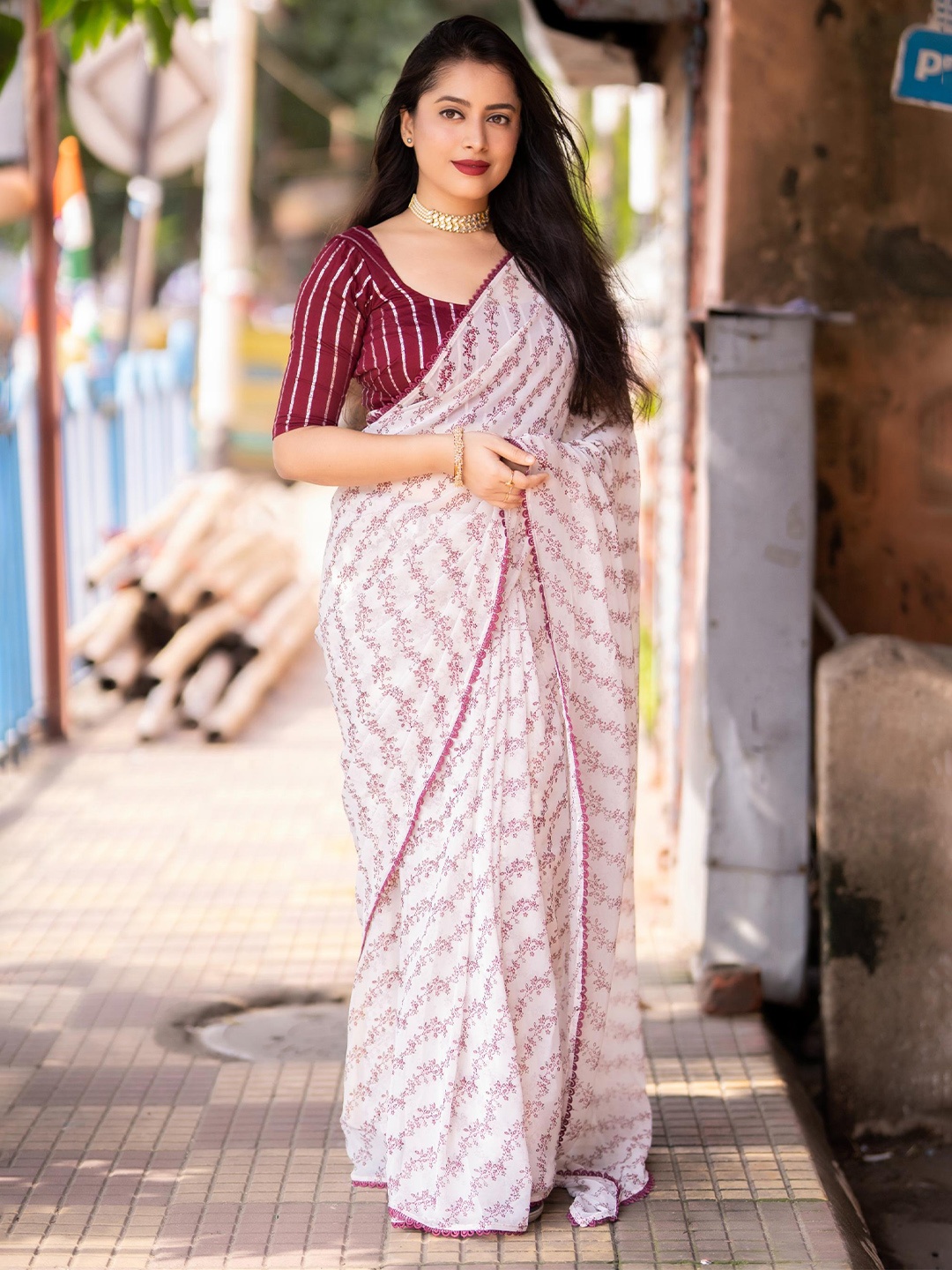 

Ekasya Floral Printed Gotta Patti Saree, Maroon