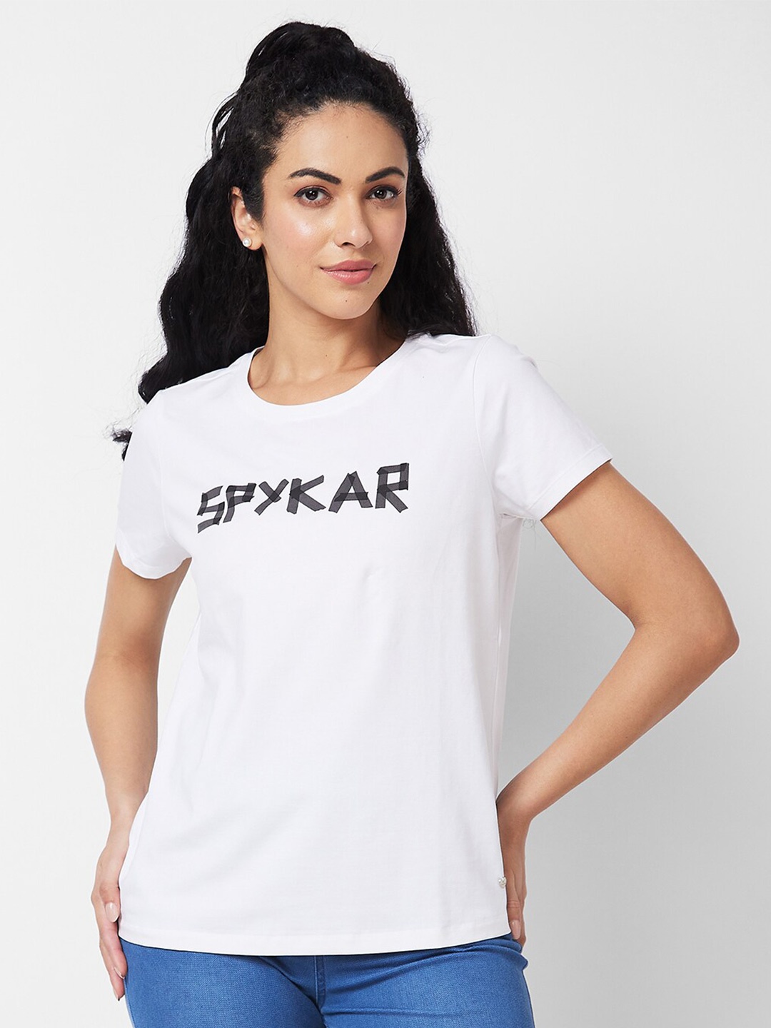 

SPYKAR Typography Printed Short Sleeves Cotton T-shirt, White