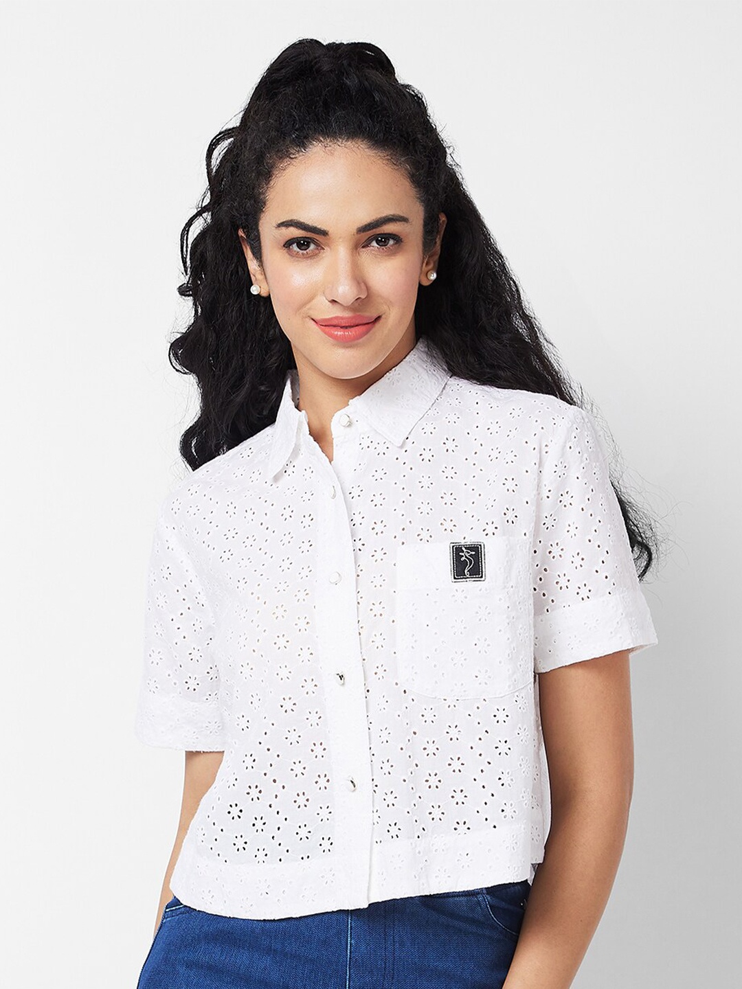 

SPYKAR Women Boxy Opaque Casual Shirt, White