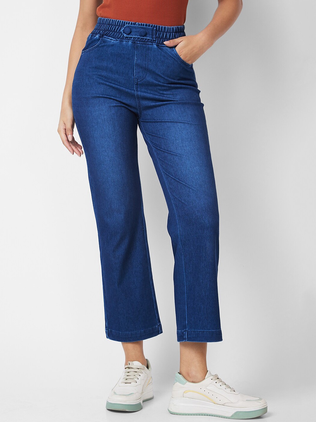 

SPYKAR Women High-Rise Light Fade Clean Look Wide Leg Jeans, Blue
