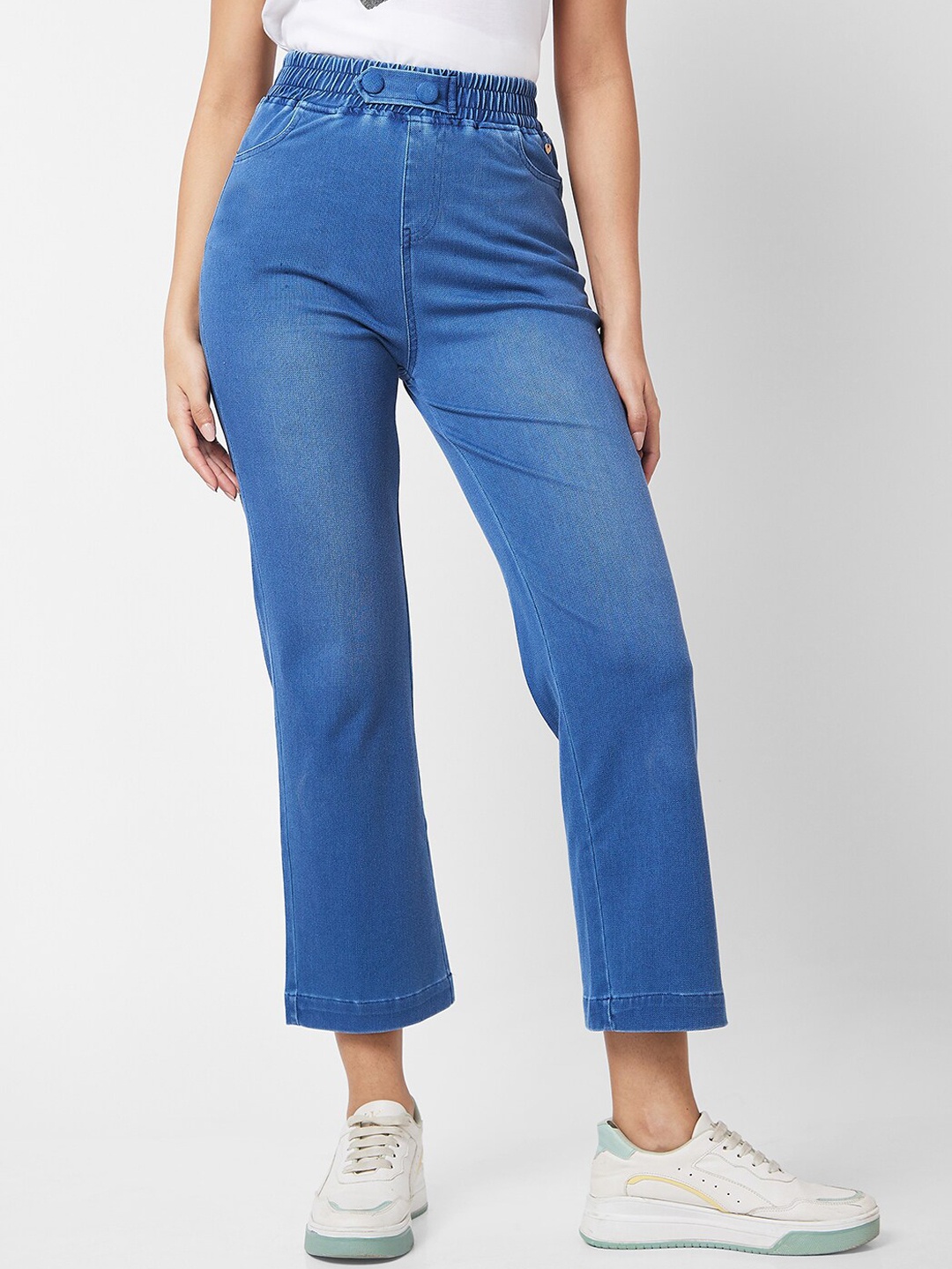 

SPYKAR Women High-Rise Light Fade Clean Look Wide Leg Jeans, Blue