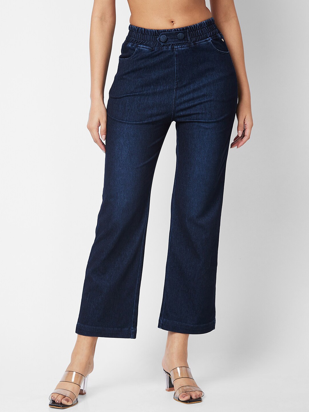 

SPYKAR Women High-Rise Light Fade Clean Look Wide Leg Jeans, Blue