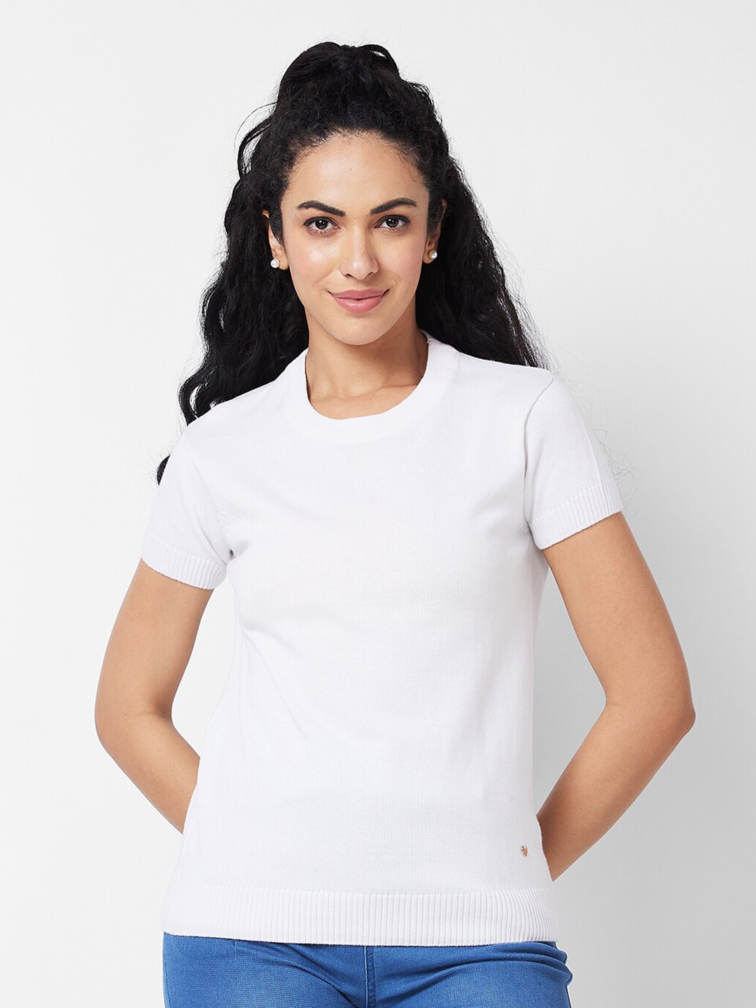 

SPYKAR Round Neck Short Sleeves T-shirt, White