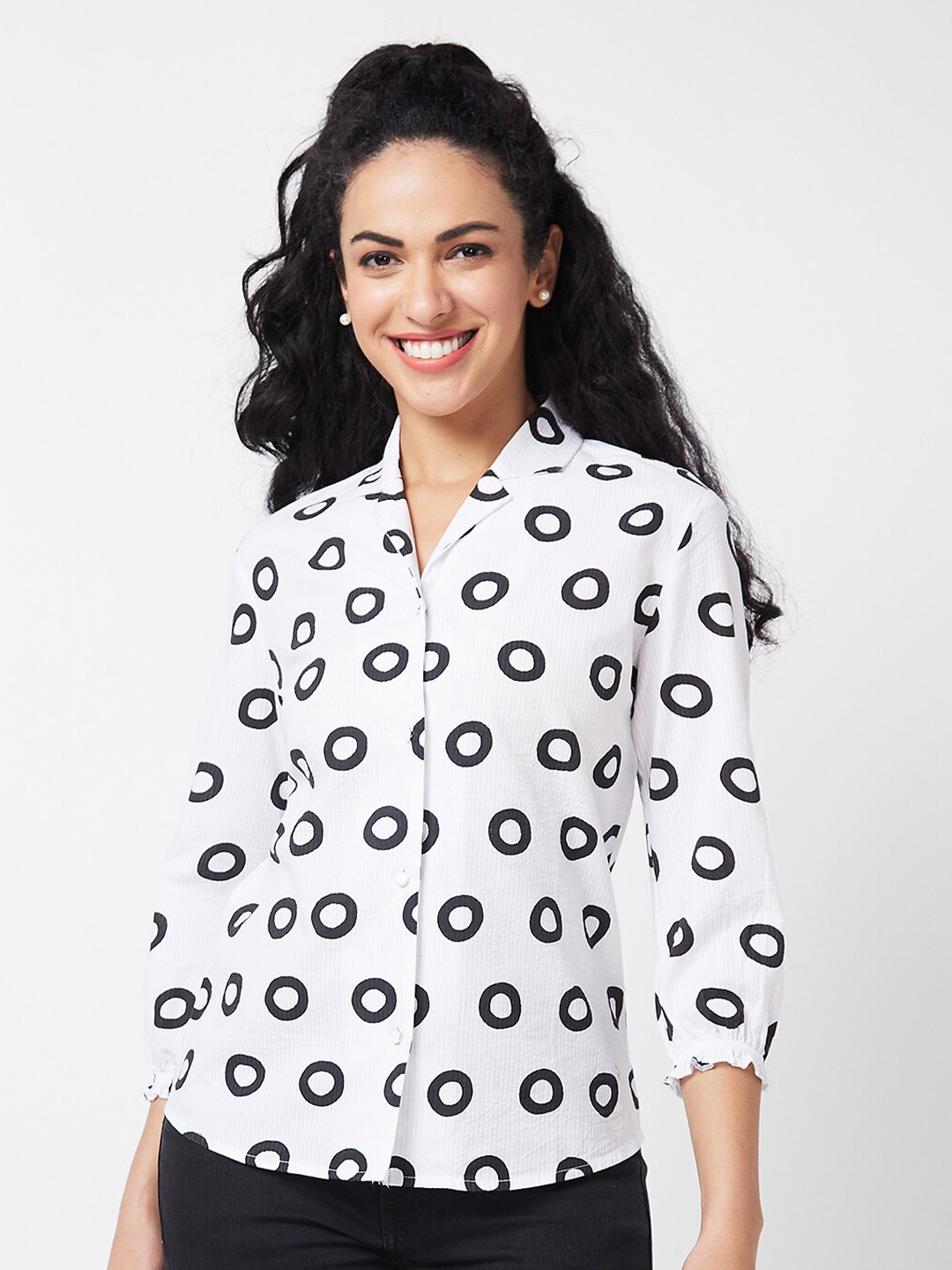 

SPYKAR Geometric Printed Opaque Cotton Casual Shirt, White