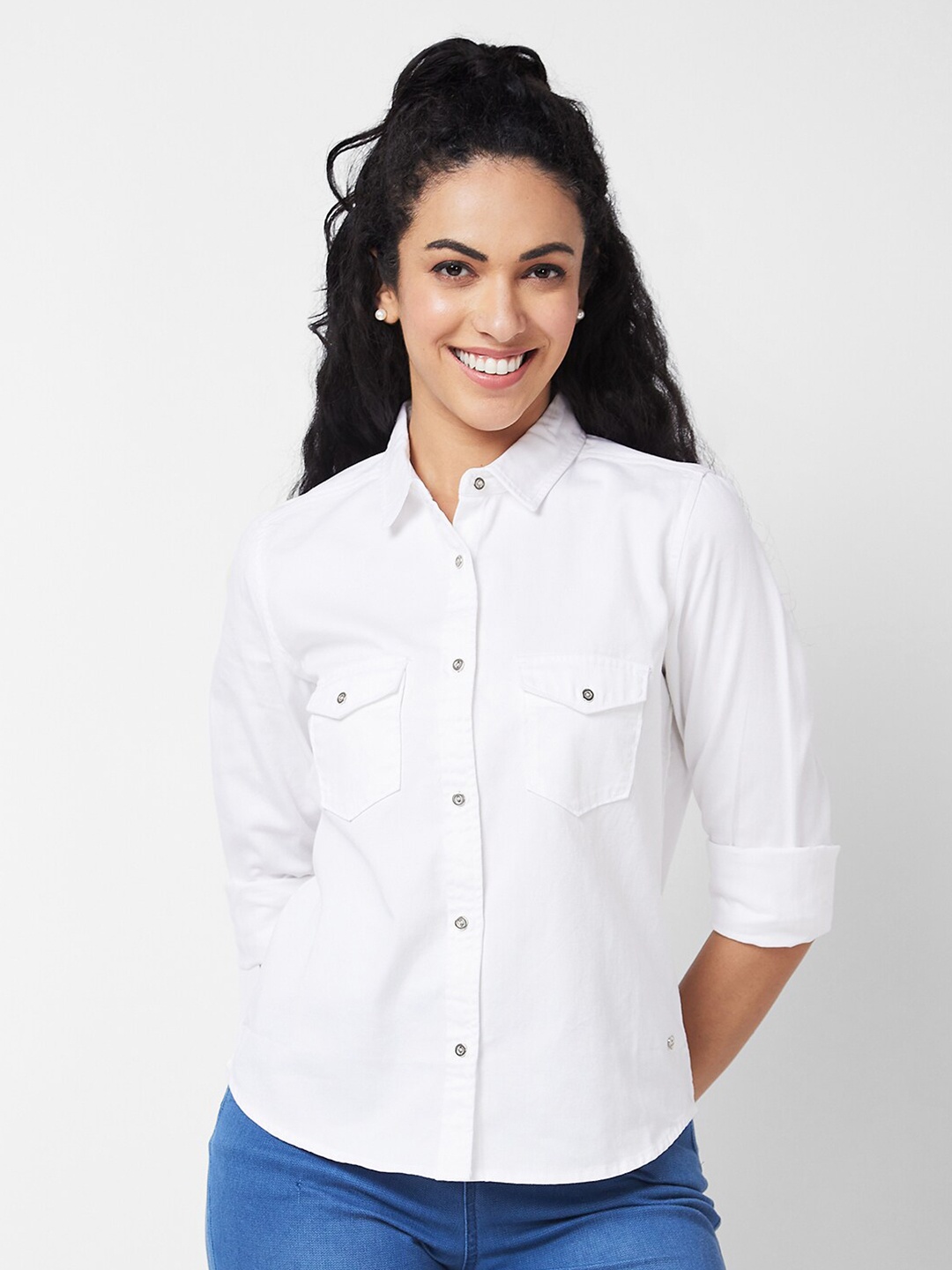 

SPYKAR Women Opaque Casual Shirt, Na