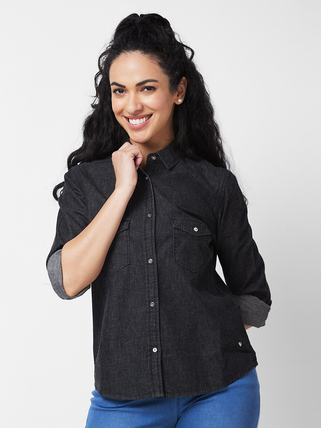 

SPYKAR Women Opaque Casual Shirt, Black