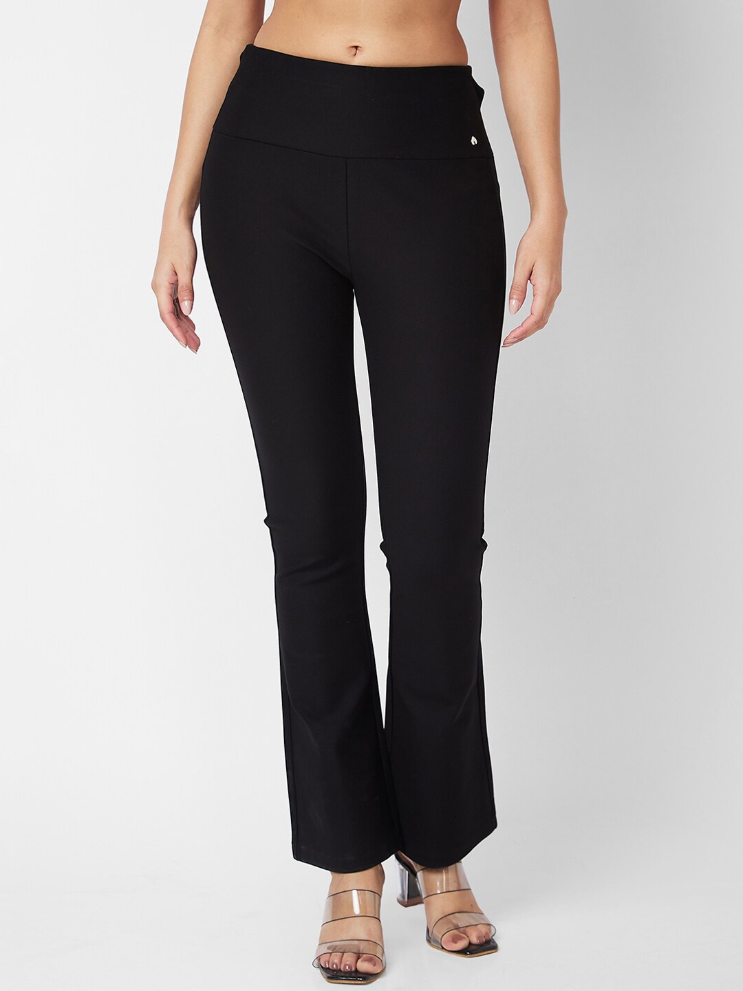 

SPYKAR Women Cotton Bootcut Trousers, Black