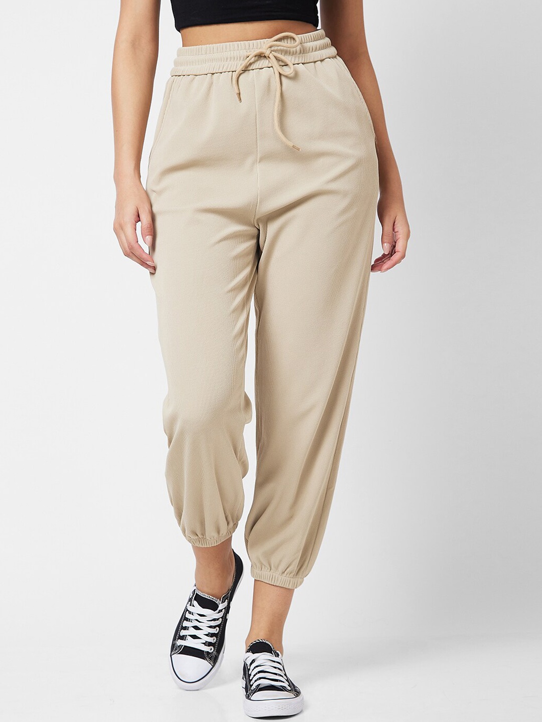 

SPYKAR Women Mid Rise Sports Jogger, Beige