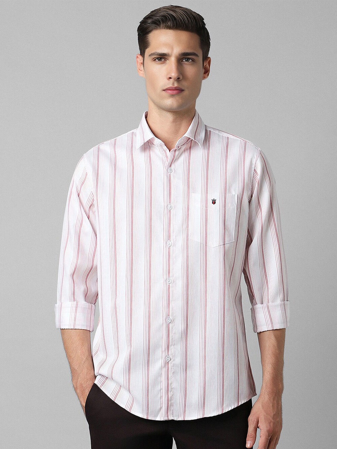 

Louis Philippe Sport Slim Fit Opaque Cotton Striped Casual Shirt, White
