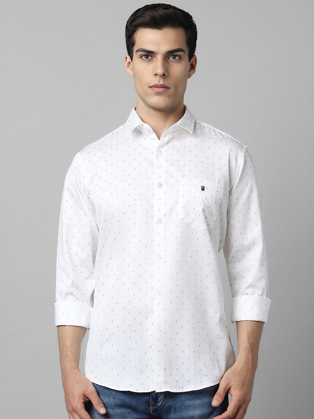 

Louis Philippe Sport Slim Fit Opaque Printed Cotton Casual Shirt, White