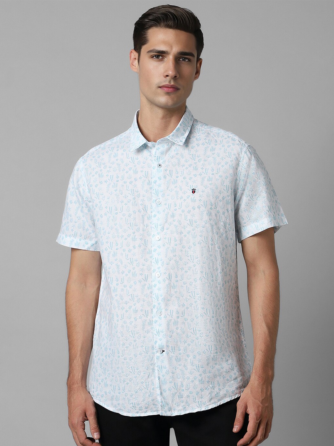 

Louis Philippe Sport Slim Fit Floral Opaque Printed Cotton Casual Shirt, Blue