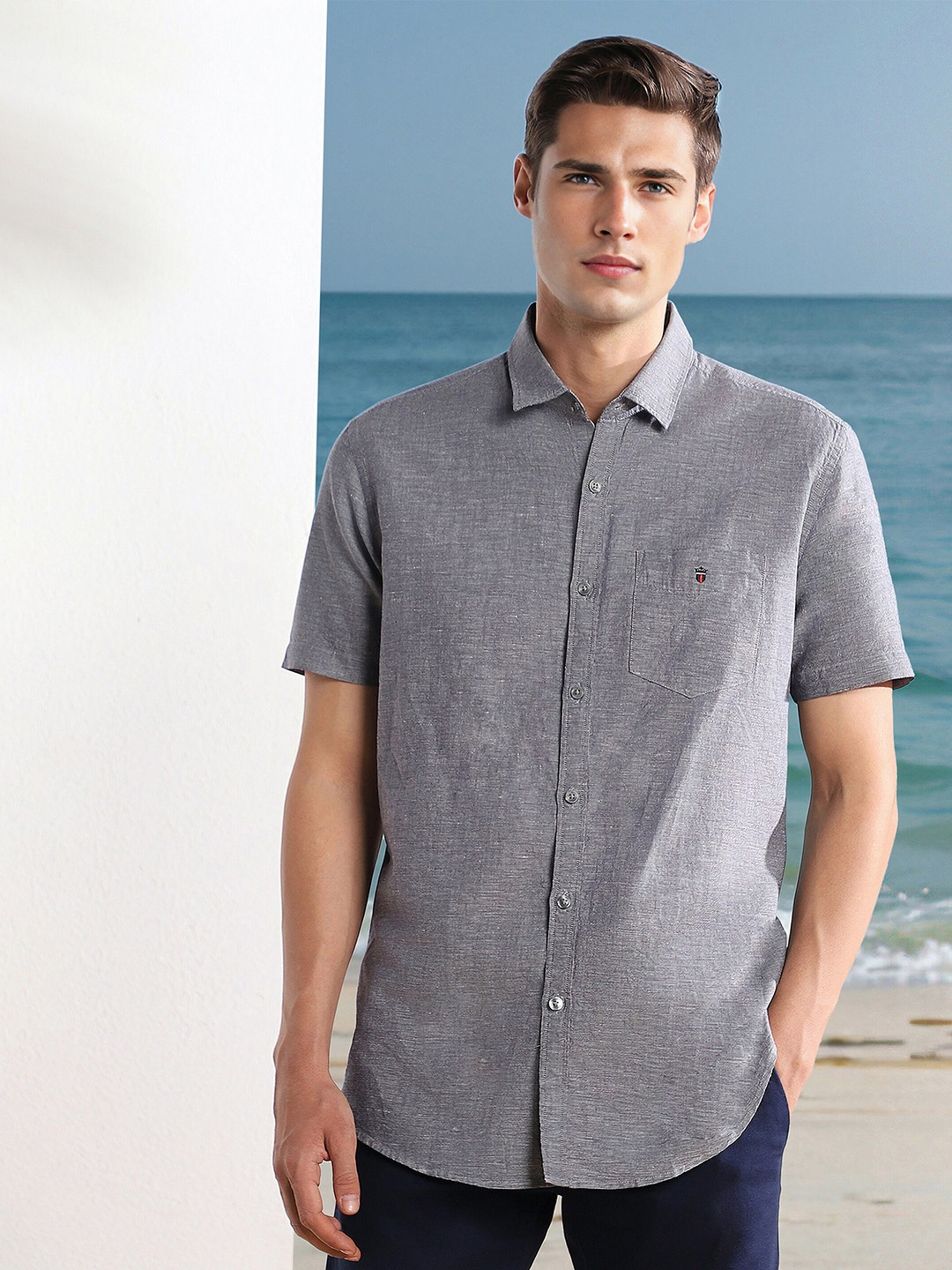 

Louis Philippe Sport Slim Fit Opaque Cotton Casual Shirt, Grey