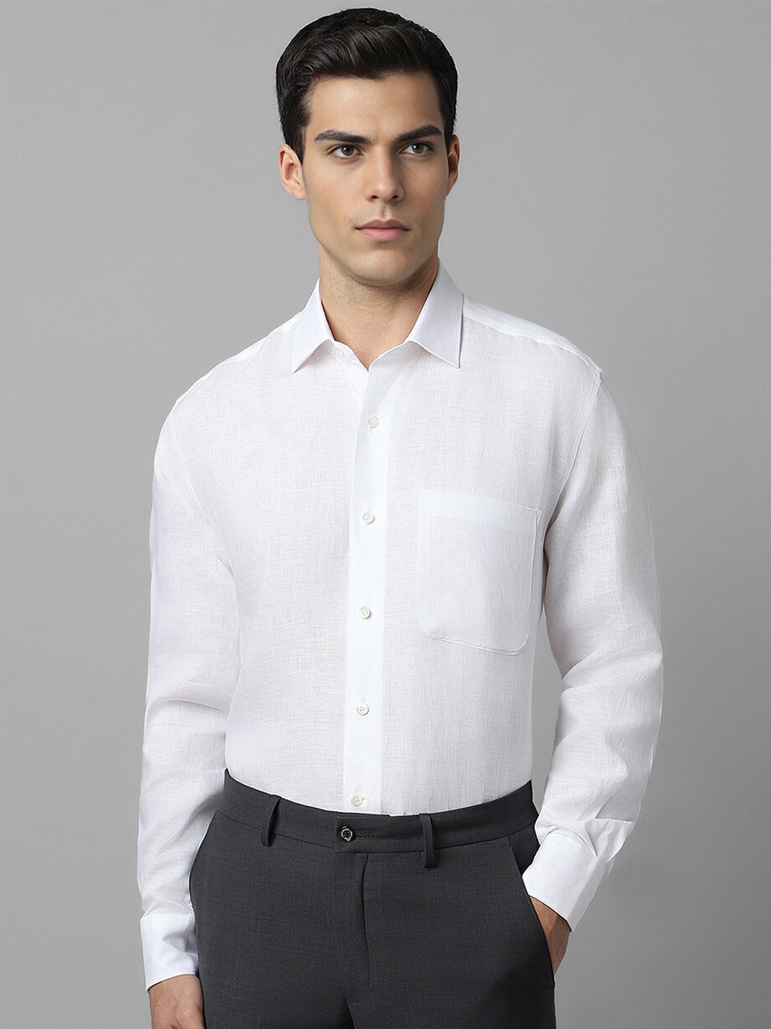 

Luxure by Louis Philippe Classic Opaque Linen Formal Shirt, White