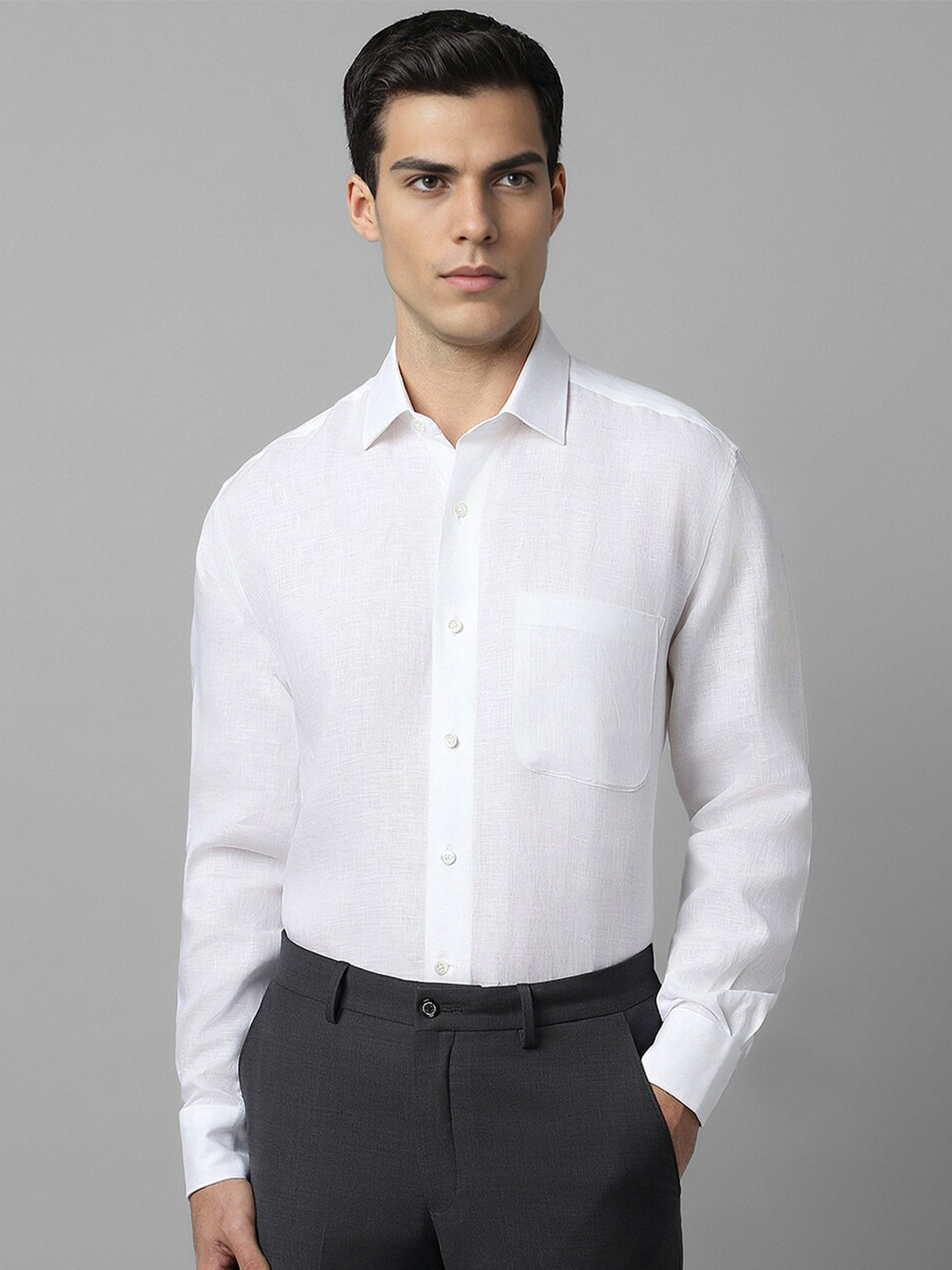 

Luxure by Louis Philippe Classic Opaque Linen Formal Shirt, White