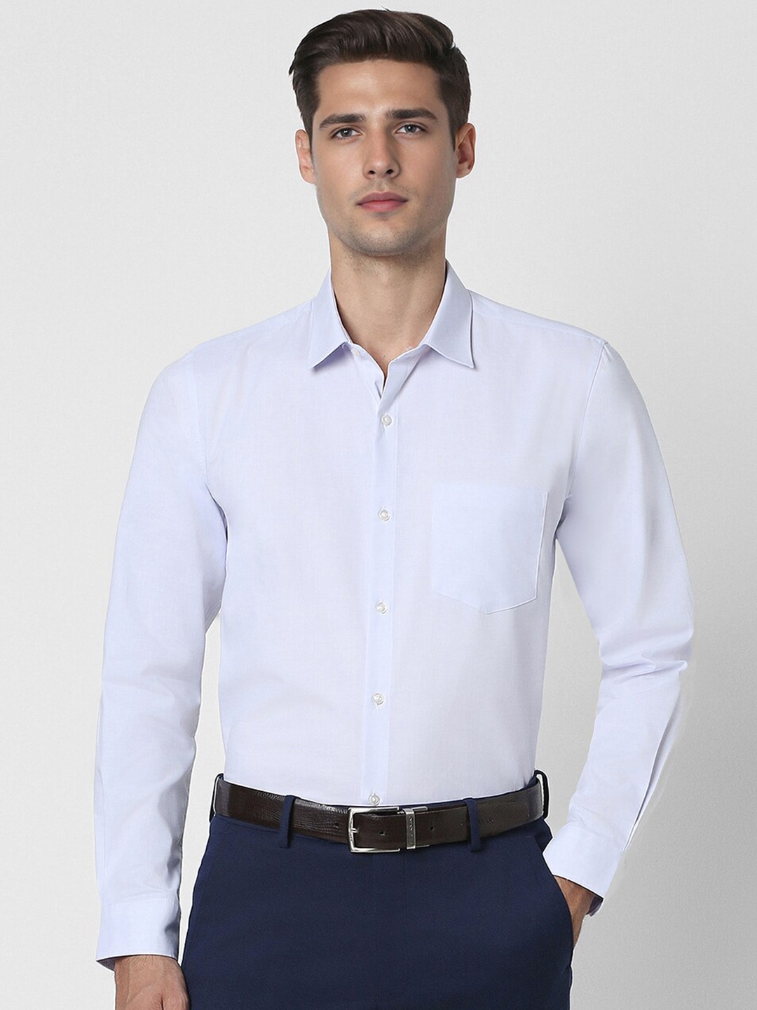 

Peter England Spread Collar Long Sleeves Slim Fit Formal Shirt, Blue