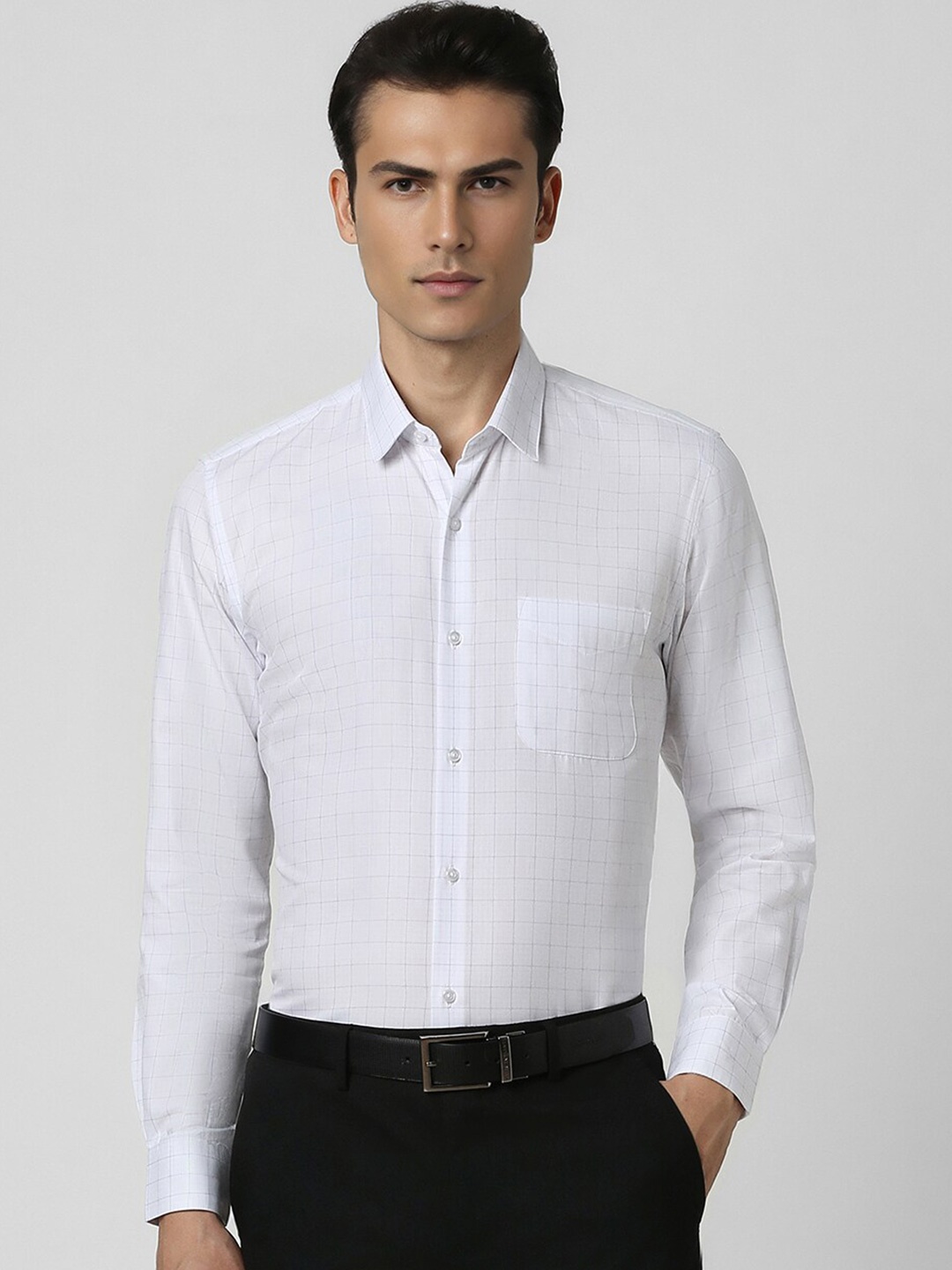 

Peter England Slim Fit Checked Formal Shirt, White