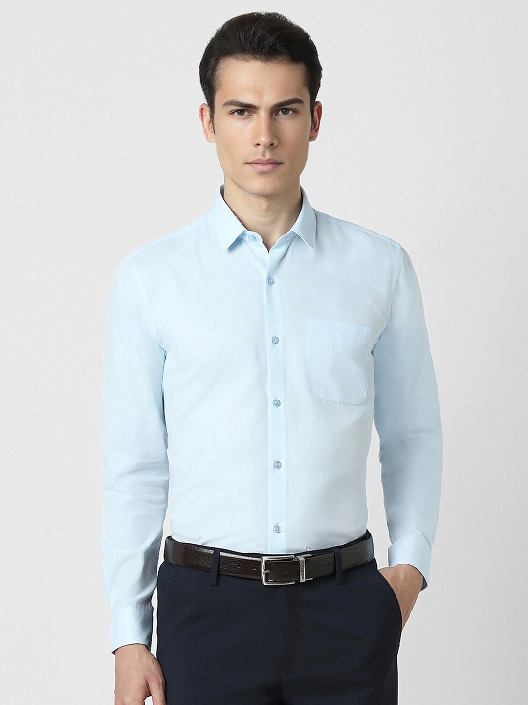 

Peter England Slim Fit Opaque Cotton Formal Shirt, Blue
