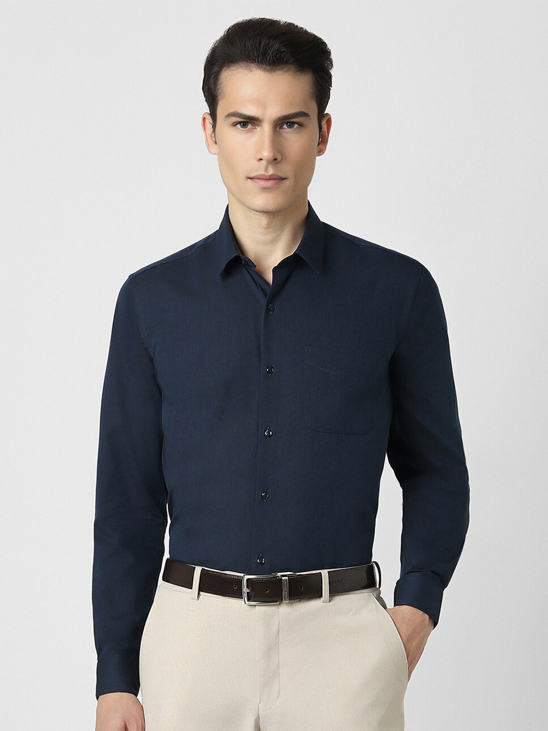 

Peter England Spread Collar Long Sleeves Formal Shirt, Navy blue