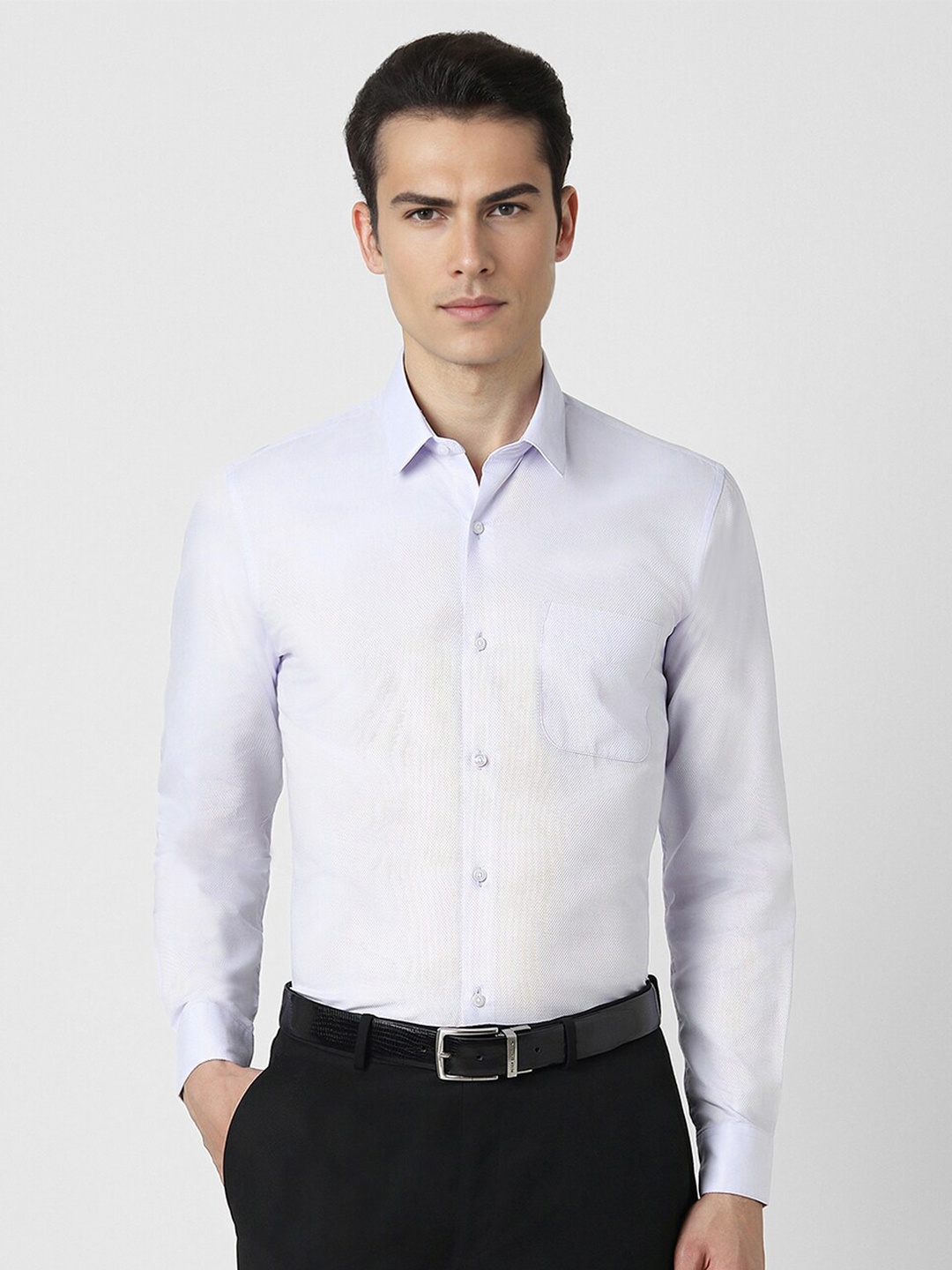 

Peter England Spread Collar Long Sleeves Slim Fit Formal Shirt, Lavender