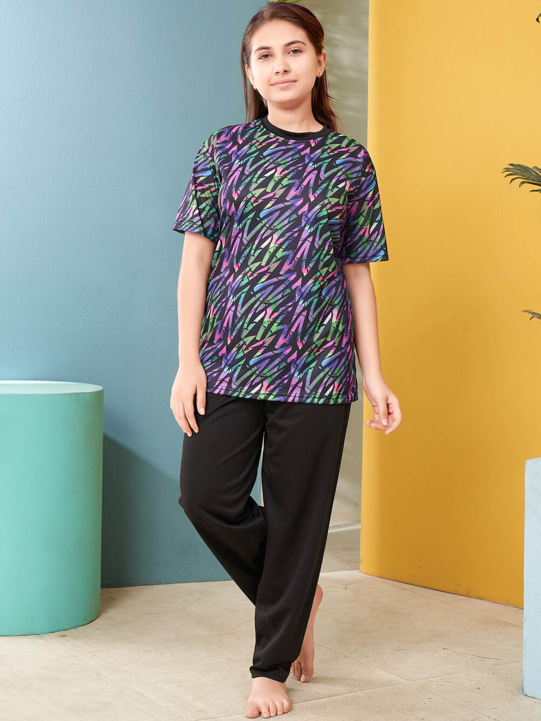 

Aarika Abstract Printed Full Coverage Swim Set, Purple