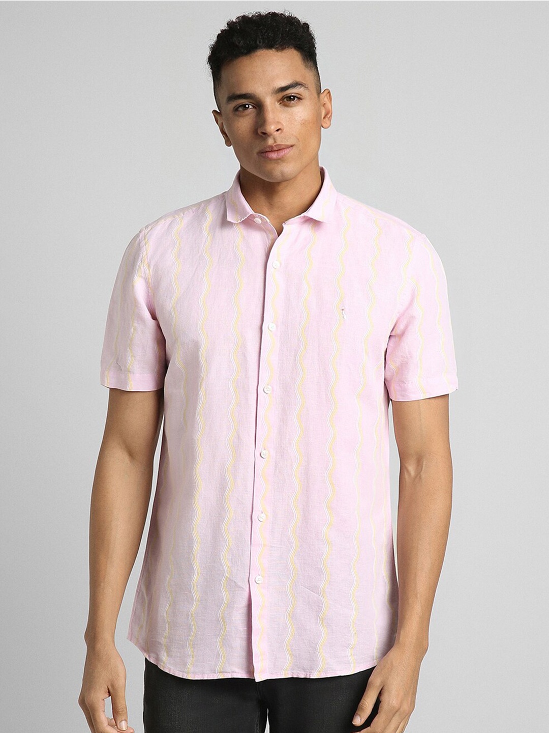 

SIMON CARTER LONDON Abstract Printed Opaque Casual Shirt, Pink