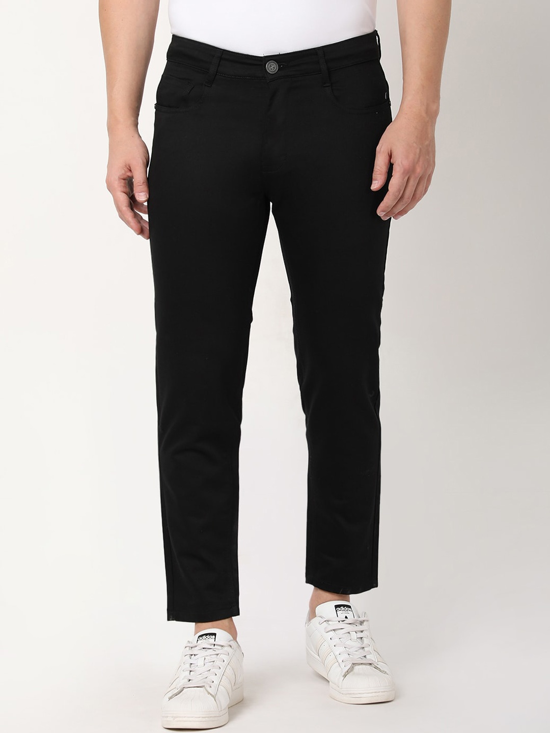 

R&B Men Slim Fit Mid-Rise Cotton Trouser, Black