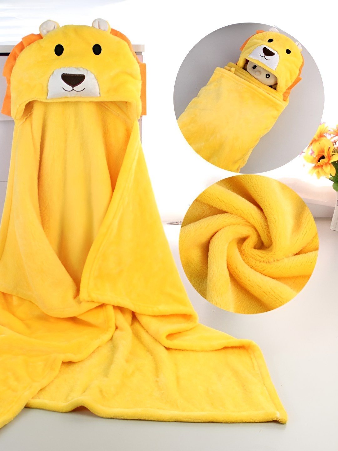 

Bajo's Yellow & White AC Room Cotton 350 GSM Single Bed Blanket Cum Towel