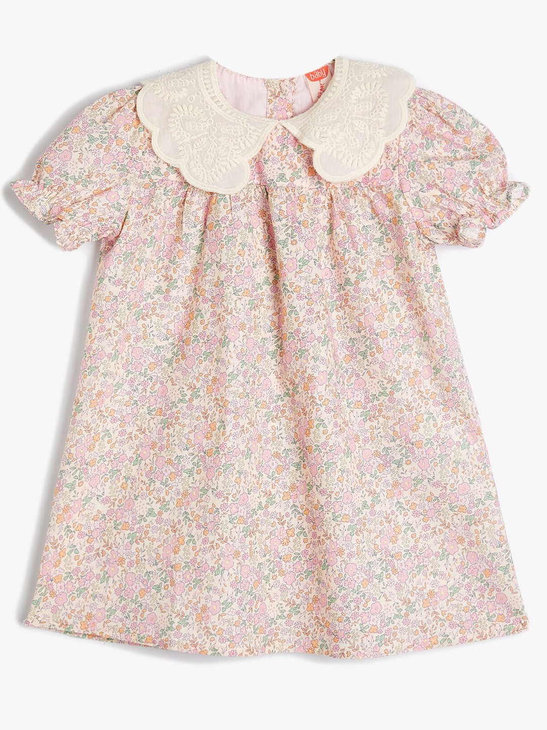

Koton Girls Floral Printed Peter Pan Collar A-Line Dress, Pink