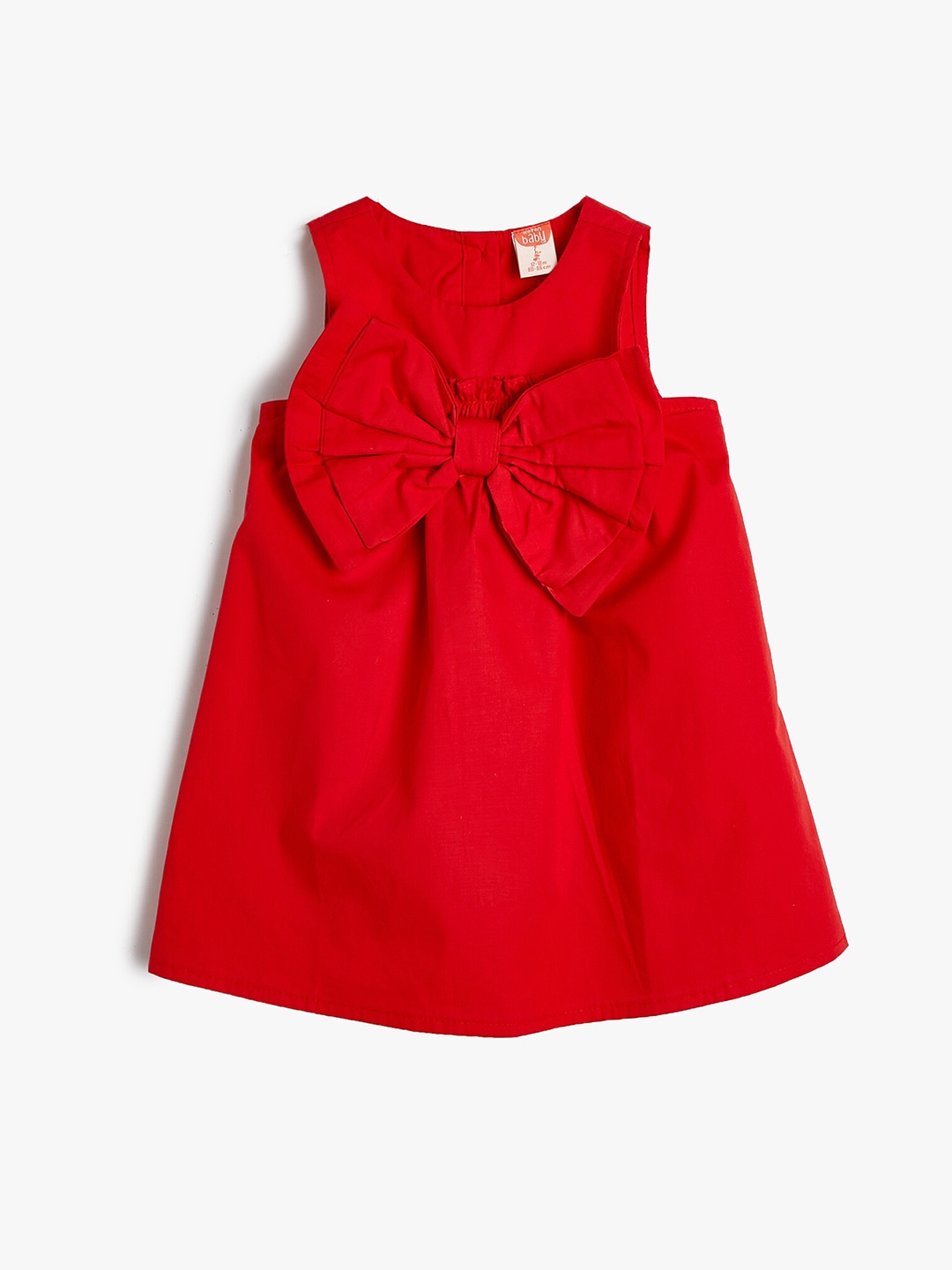 

Koton Girls Cotton Round Neck Sleeveless Opaque A-Line Dress, Red