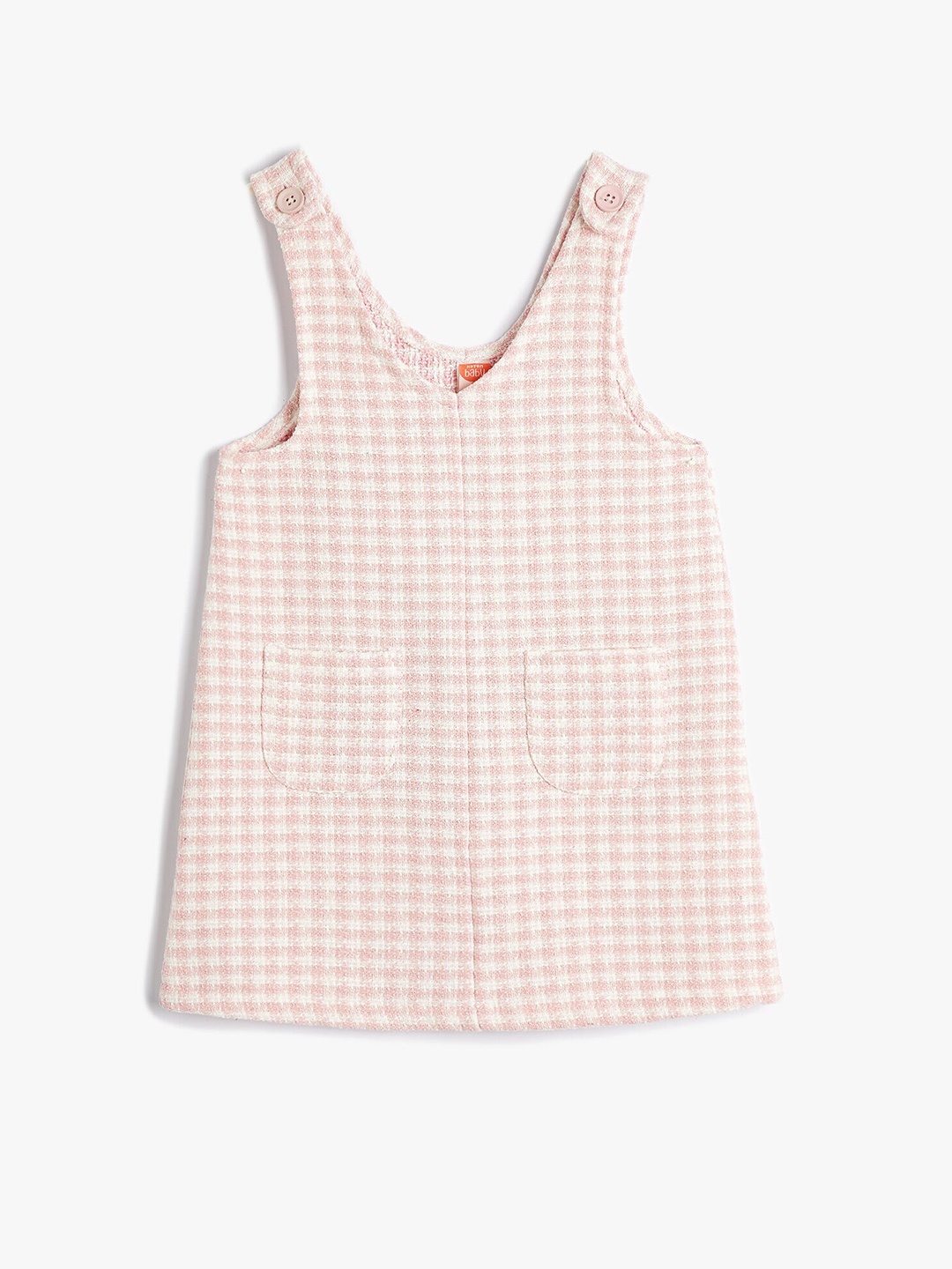 

Koton Girls Striped Printed V-Neck A-Line Dress, Pink