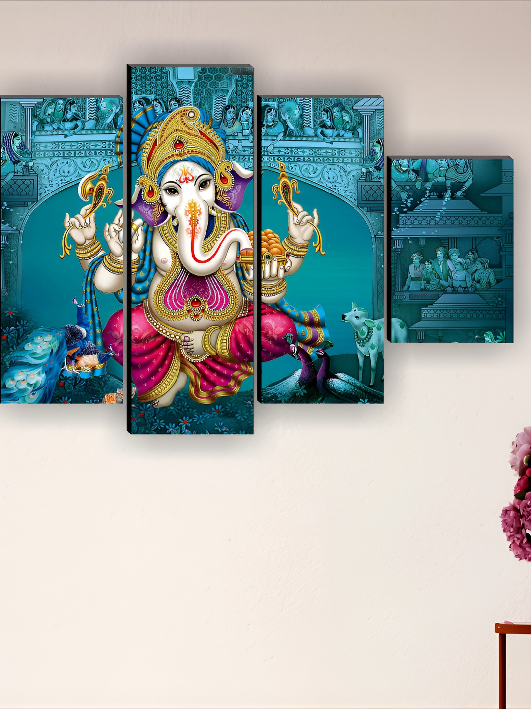 

SAF Blue & White 5 Piece Synthetic Wood Religious Paintings Wall Art