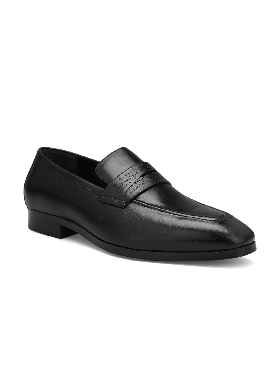 

ROSSO BRUNELLO Men Leather Formal Loafers, Black