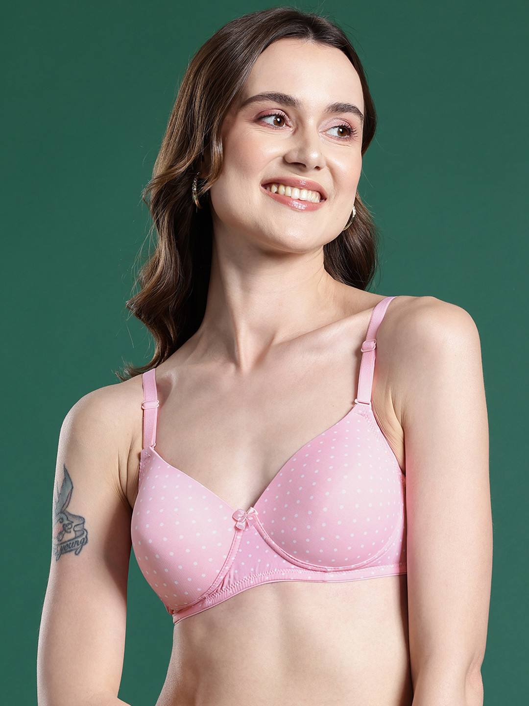 

DressBerry Solid Bra - Full Coverage Lightly Padded, Pink