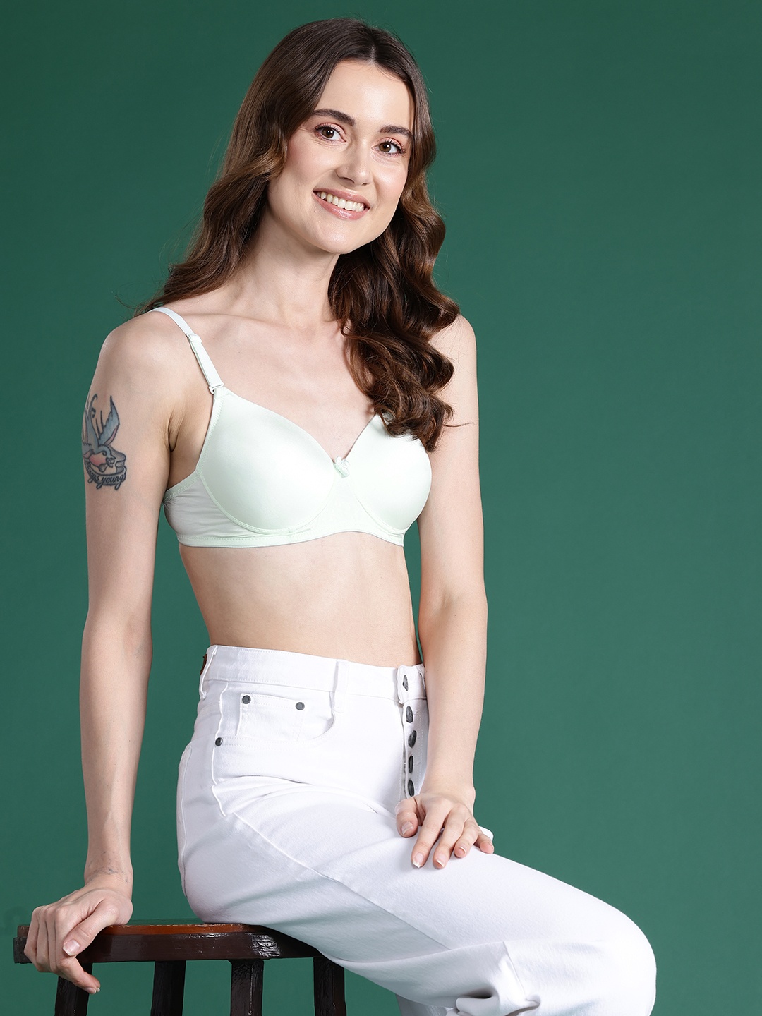 

DressBerry Solid Bra - Full Coverage Lightly Padded, Sea green