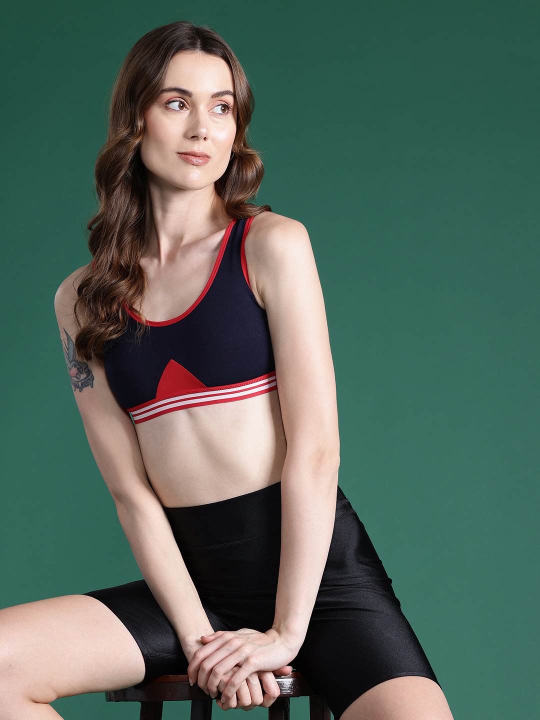 

DressBerry Geometric Bra - Full Coverage, Navy blue