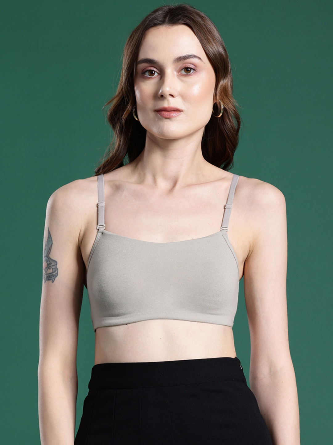 

DressBerry Solid T-Shirt Bra - Full Coverage, Grey