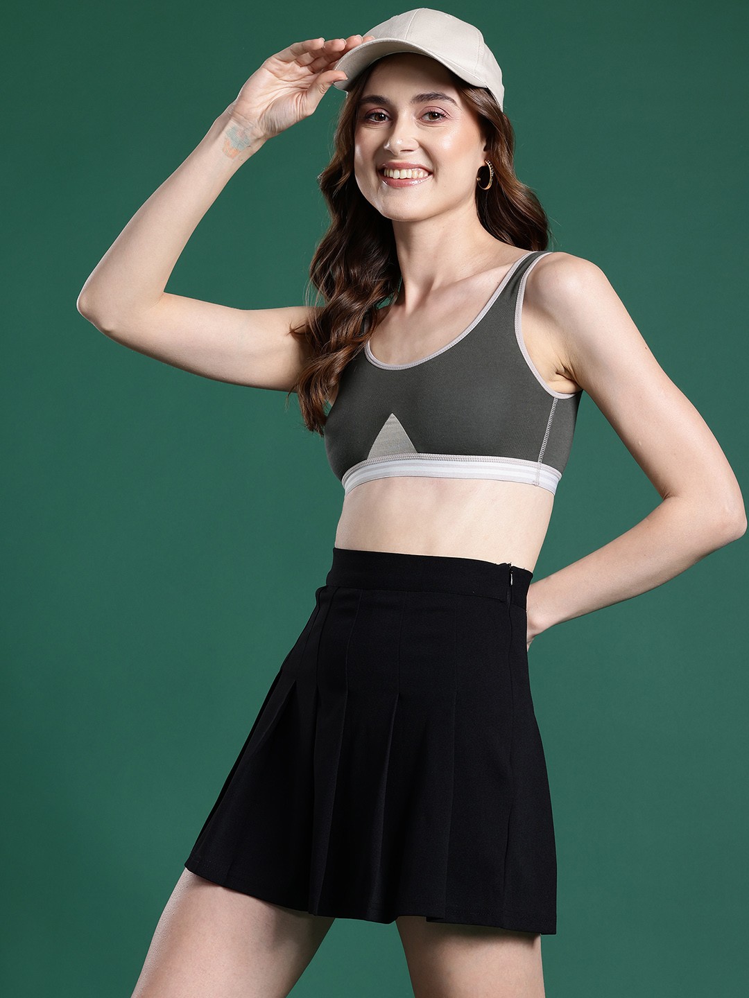 

DressBerry Geometric Bra - Full Coverage, Olive