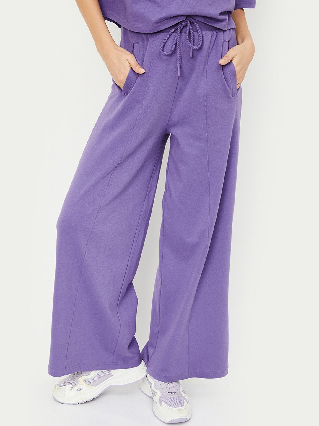 

max Women Pure Cotton Track Pants, Purple