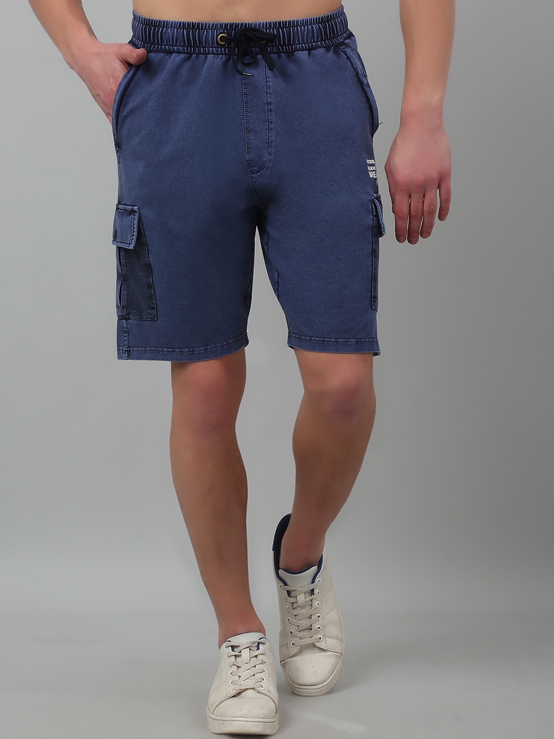 

Cantabil Men Mid Rise Cargo Shorts, Blue