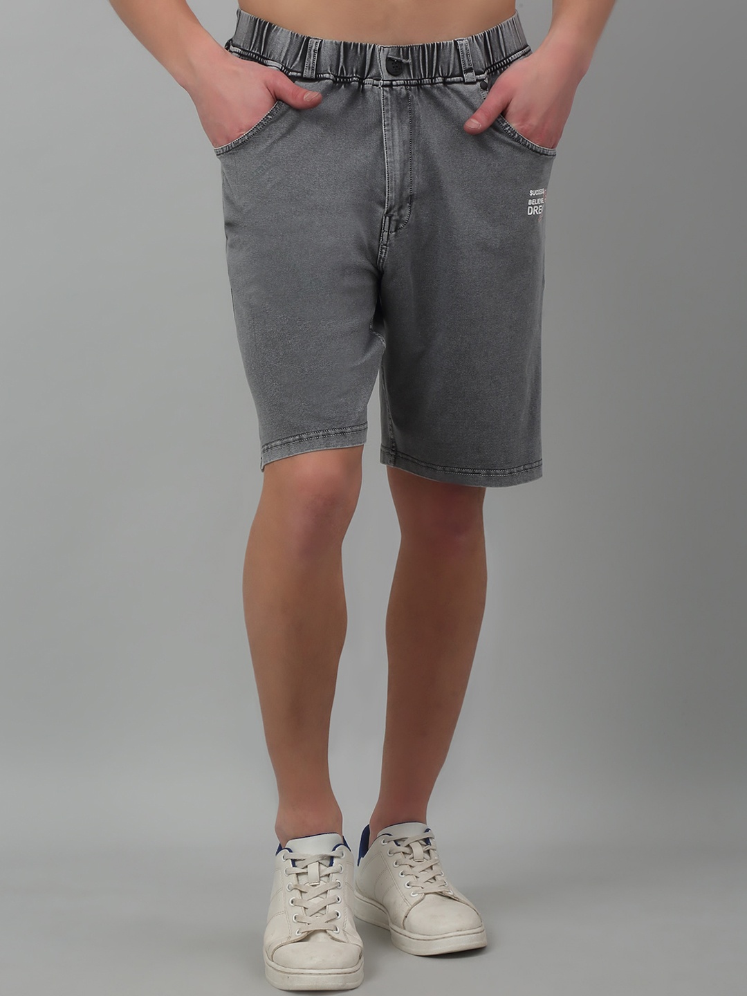 

Cantabil Men Mid-Rise Denim Shorts, Grey