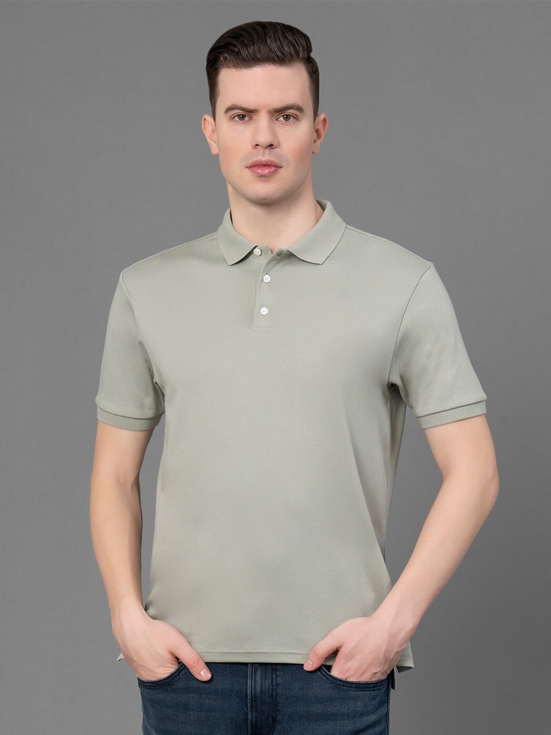 

Red Tape Polo Collar Pure Cotton T-shirt, Green