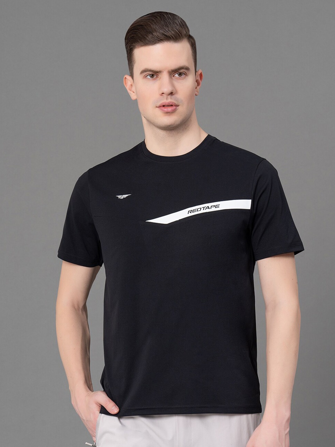 

Red Tape Graphic Printed Round Neck Antimicrobial Sports T-Shirt, Black